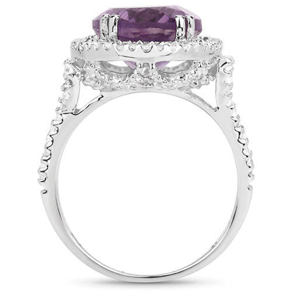 5.55 Carat Genuine Amethyst & White Topaz .925 Sterling Silver Ring Bids.com