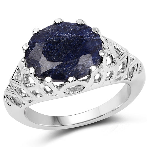 5.94 Carat Dyed Sapphire .925 Sterling Silver Ring Bids.com