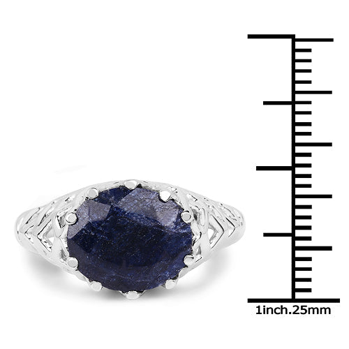 5.94 Carat Dyed Sapphire .925 Sterling Silver Ring Bids.com