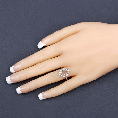 0.20 Carat Genuine White Diamond 14K White Gold Semi Mount Ring - holds 8x6mm Oval Gemstone Bids.com