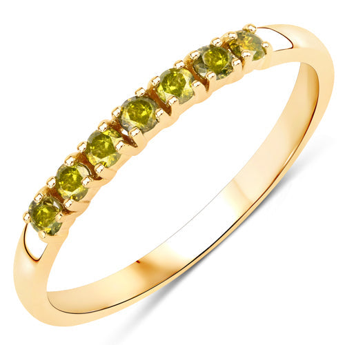 0.22 Carat Genuine Dark Yellow Diamond 14K Yellow Gold Ring (I1-I2) Bids.com