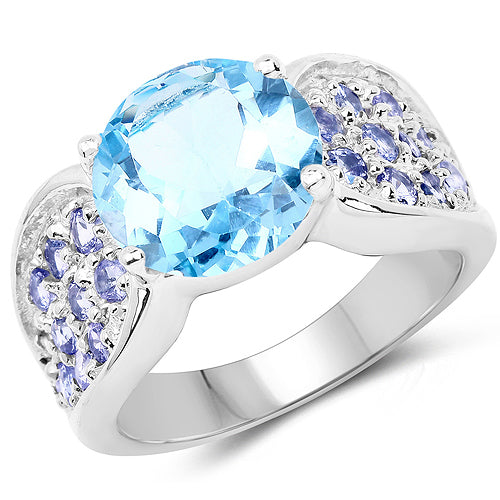 4.77 Carat Genuine Blue Topaz and Tanzanite .925 Sterling Silver Ring Bids.com