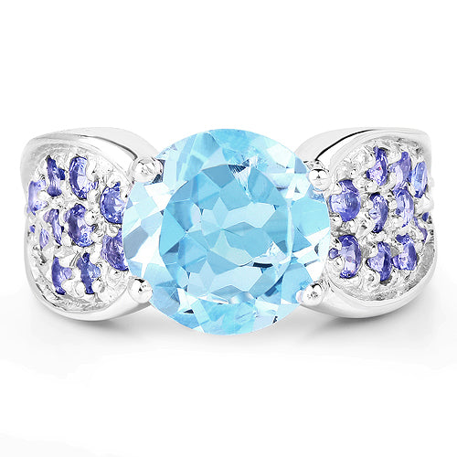 4.77 Carat Genuine Blue Topaz and Tanzanite .925 Sterling Silver Ring Bids.com