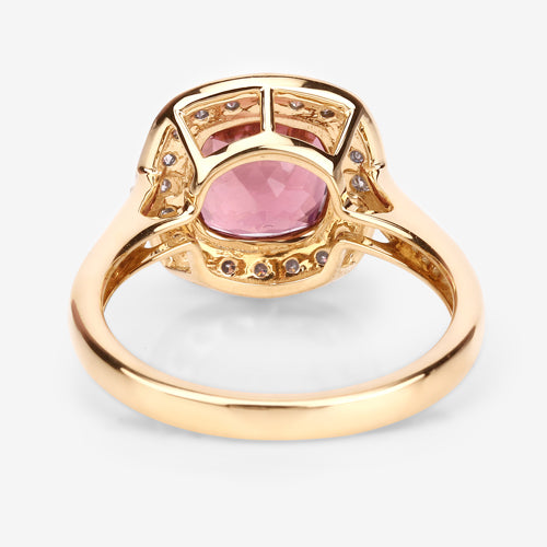 2.71 Carat Genuine Royal Pink Tourmaline and White Diamond 14K Yellow Gold Ring Bids.com