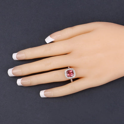 2.71 Carat Genuine Royal Pink Tourmaline and White Diamond 14K Yellow Gold Ring Bids.com