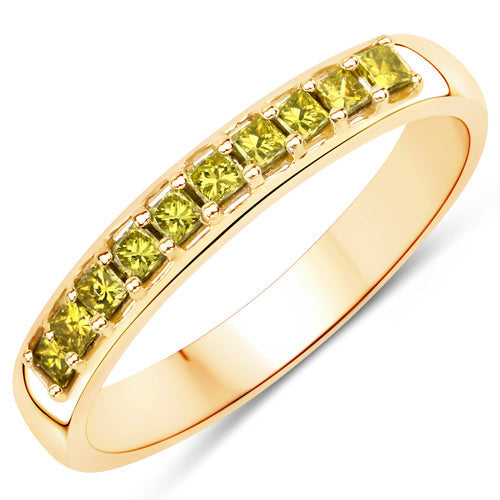 0.27 Carat Genuine Yellow Diamond 14K Yellow Gold Ring (SI1-SI2) Bids.com