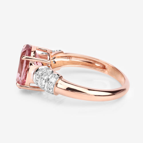3.11 Carat Genuine Pink Tourmaline and White Diamond 14K Rose Gold Ring Bids.com