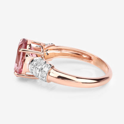 3.11 Carat Genuine Pink Tourmaline and White Diamond 14K Rose Gold Ring Bids.com
