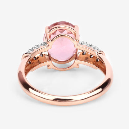 3.11 Carat Genuine Pink Tourmaline and White Diamond 14K Rose Gold Ring Bids.com