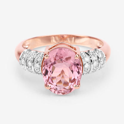 3.11 Carat Genuine Pink Tourmaline and White Diamond 14K Rose Gold Ring Bids.com