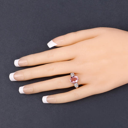 3.11 Carat Genuine Pink Tourmaline and White Diamond 14K Rose Gold Ring Bids.com