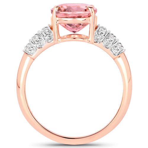 3.11 Carat Genuine Pink Tourmaline and White Diamond 14K Rose Gold Ring Bids.com