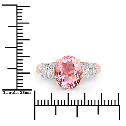 3.11 Carat Genuine Pink Tourmaline and White Diamond 14K Rose Gold Ring Bids.com