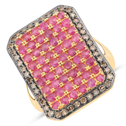 3.14 Carat Genuine Ruby and TTLB Diamond .925 Sterling Silver Ring Bids.com