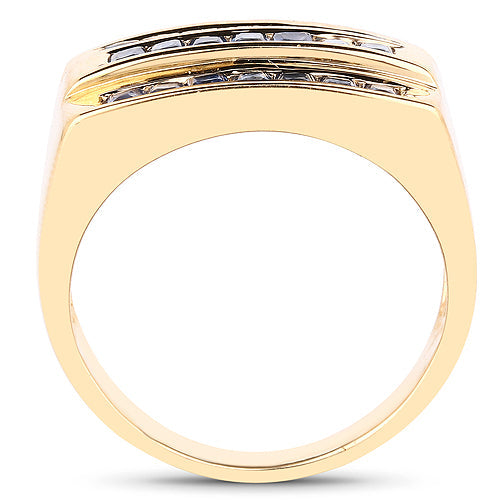 14K Yellow Gold Plated 1.05 Carat Genuine Blue Sapphire .925 Sterling Silver Ring Bids.com
