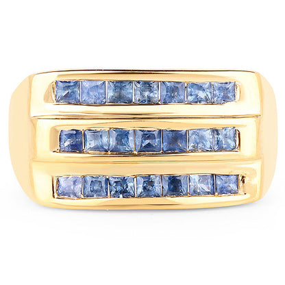 14K Yellow Gold Plated 1.05 Carat Genuine Blue Sapphire .925 Sterling Silver Ring Bids.com