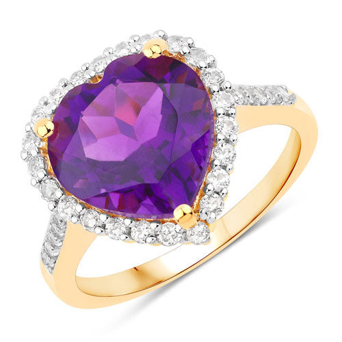 4.86 Carat Genuine Amethyst and White Topaz .925 Sterling Silver Ring Bids.com