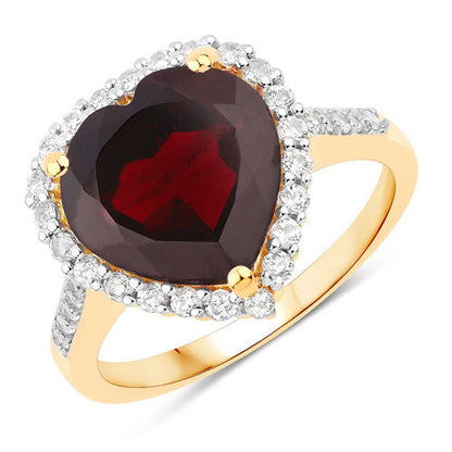 5.86 Carat Genuine Garnet and White Topaz .925 Sterling Silver Ring Bids.com