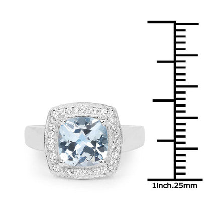 2.46 Carat Genuine Blue Topaz and White Topaz .925 Sterling Silver Ring Bids.com