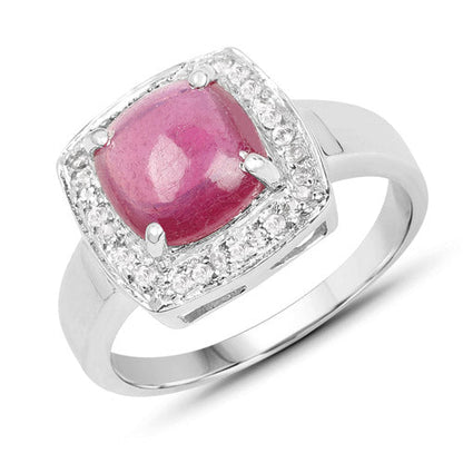 3.31 Carat Glass Filled Ruby and White Topaz .925 Sterling Silver Ring Bids.com