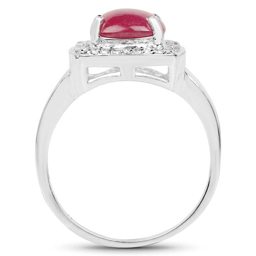 3.31 Carat Glass Filled Ruby and White Topaz .925 Sterling Silver Ring Bids.com