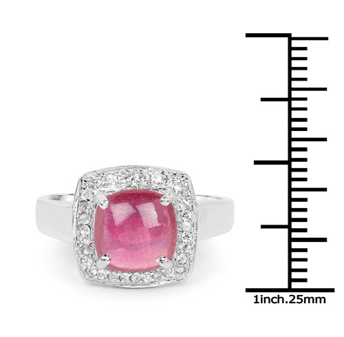 3.31 Carat Glass Filled Ruby and White Topaz .925 Sterling Silver Ring Bids.com