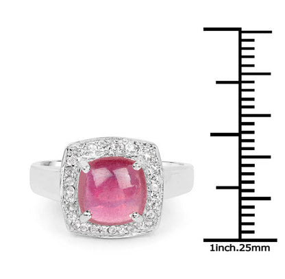 3.31 Carat Glass Filled Ruby and White Topaz .925 Sterling Silver Ring Bids.com