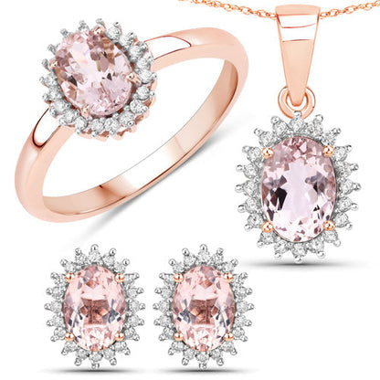 0.81 Carat Genuine Morganite and White Diamond 14K Rose Gold Ring Bids.com