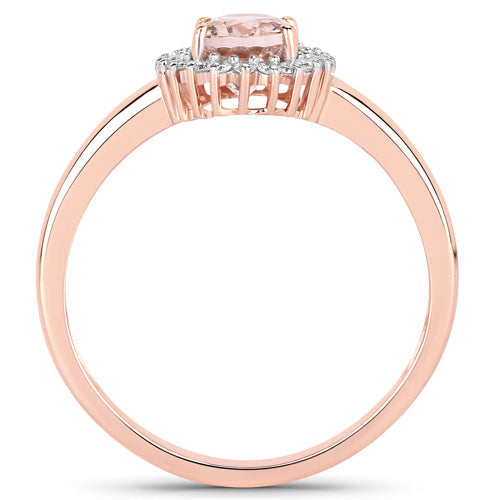 0.81 Carat Genuine Morganite and White Diamond 14K Rose Gold Ring Bids.com