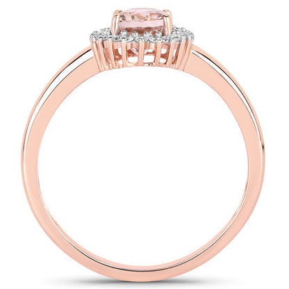 0.81 Carat Genuine Morganite and White Diamond 14K Rose Gold Ring Bids.com