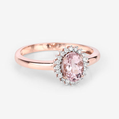 0.81 Carat Genuine Morganite and White Diamond 14K Rose Gold Ring Bids.com