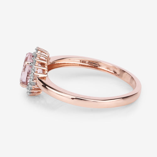 0.81 Carat Genuine Morganite and White Diamond 14K Rose Gold Ring Bids.com