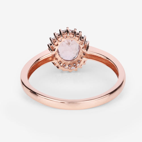 0.81 Carat Genuine Morganite and White Diamond 14K Rose Gold Ring Bids.com