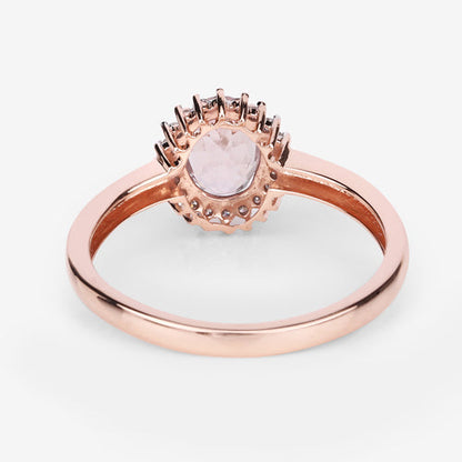 0.81 Carat Genuine Morganite and White Diamond 14K Rose Gold Ring Bids.com