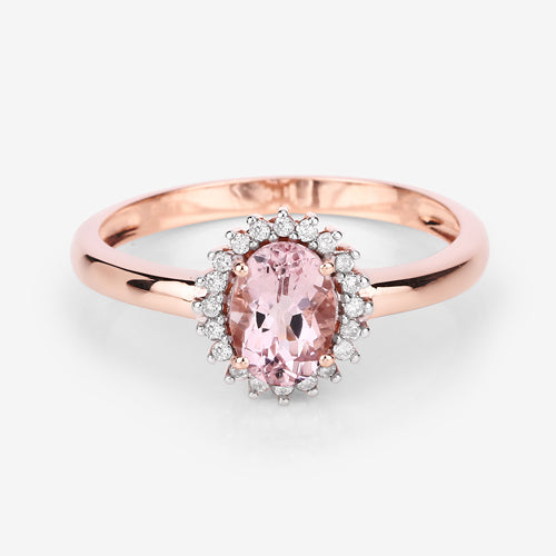 0.81 Carat Genuine Morganite and White Diamond 14K Rose Gold Ring Bids.com