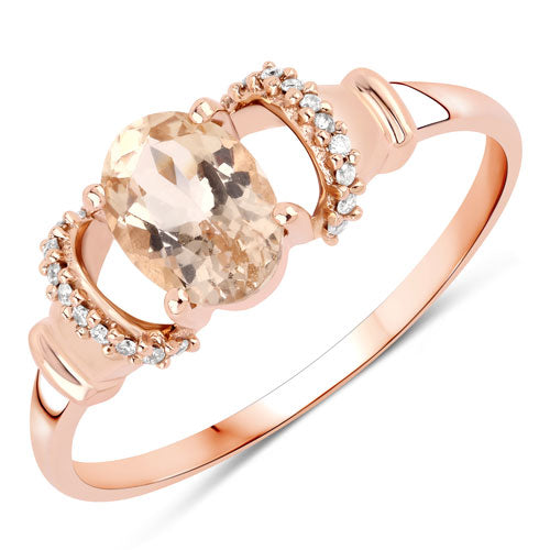 0.75 Carat Genuine Morganite and White Diamond 14K Rose Gold Ring Bids.com