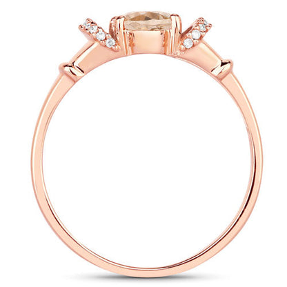 0.75 Carat Genuine Morganite and White Diamond 14K Rose Gold Ring Bids.com