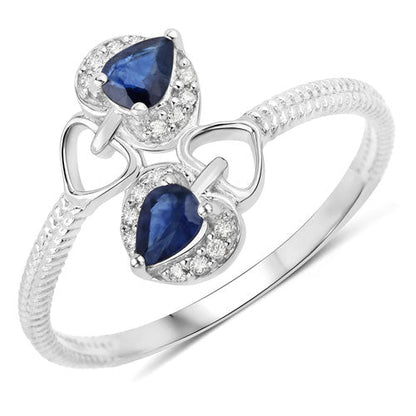 0.34 Carat Genuine Blue Sapphire and White Diamond 14K White Gold Ring Bids.com