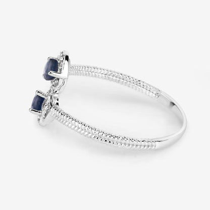 0.34 Carat Genuine Blue Sapphire and White Diamond 14K White Gold Ring Bids.com