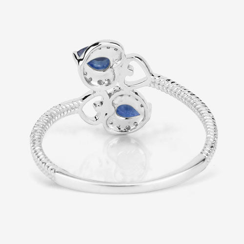 0.34 Carat Genuine Blue Sapphire and White Diamond 14K White Gold Ring Bids.com