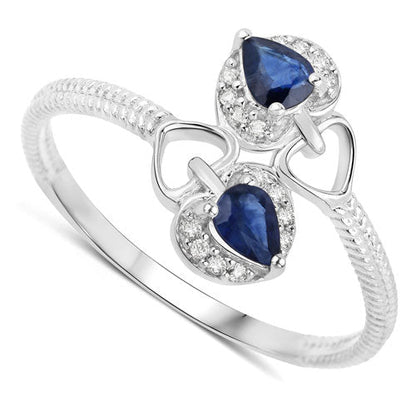 0.34 Carat Genuine Blue Sapphire and White Diamond 14K White Gold Ring Bids.com