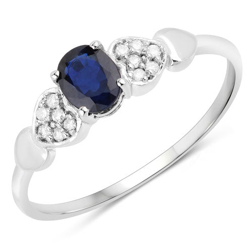 0.44 Carat Genuine Blue Sapphire and White Diamond 14K White Gold Ring Bids.com
