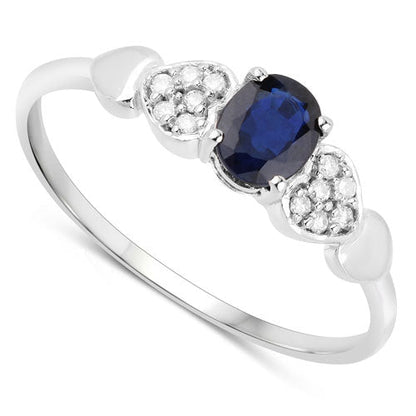 0.44 Carat Genuine Blue Sapphire and White Diamond 14K White Gold Ring Bids.com