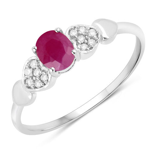 0.36 Carat Genuine Ruby and White Diamond 14K White Gold Ring Bids.com