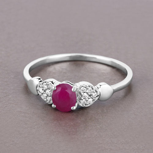 0.36 Carat Genuine Ruby and White Diamond 14K White Gold Ring Bids.com