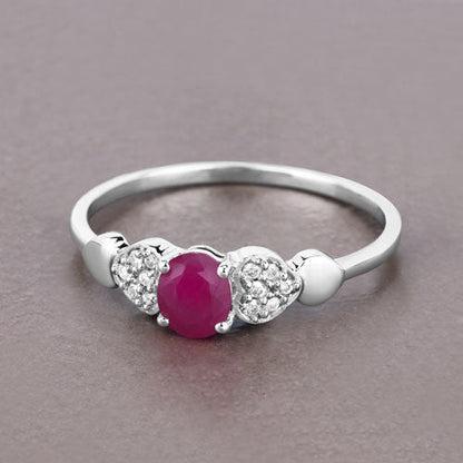 0.36 Carat Genuine Ruby and White Diamond 14K White Gold Ring Bids.com