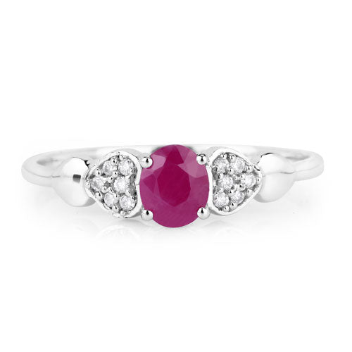 0.36 Carat Genuine Ruby and White Diamond 14K White Gold Ring Bids.com