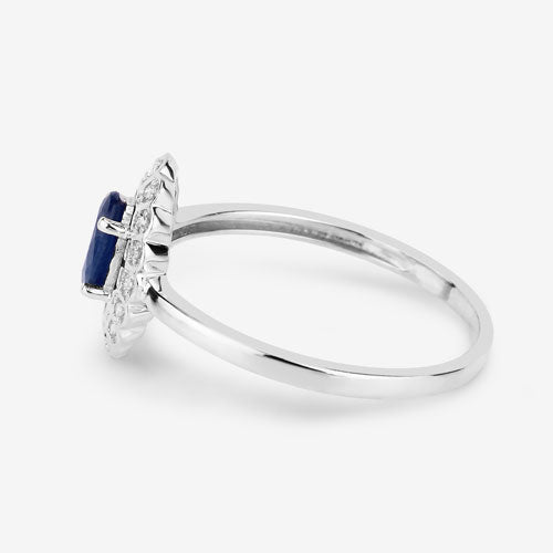 0.52 Carat Genuine Blue Sapphire and White Diamond 14K White Gold Ring Bids.com