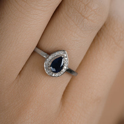 0.48 Carat Genuine Blue Sapphire and White Diamond 14K White Gold Ring Bids.com