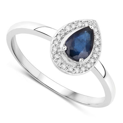 0.48 Carat Genuine Blue Sapphire and White Diamond 14K White Gold Ring Bids.com